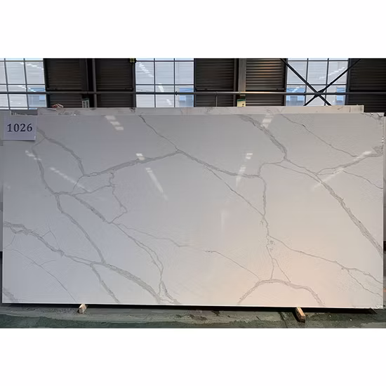 Panel de pared de cuarzo de losa de piedra de ingeniería con vetas de mármol italiano Calacatta